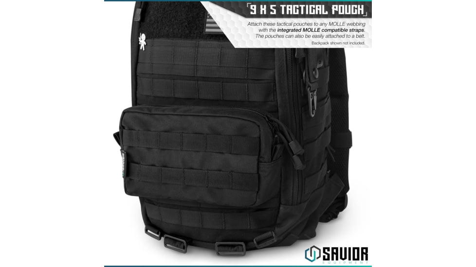 Savior Equipment 9x5in Pouch, Molle Style, Black, SP-9X5MOL-PLAIN-BK