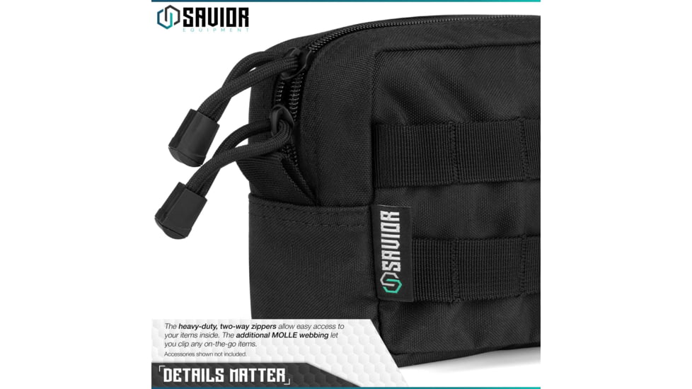 Savior Equipment 9x5in Pouch, Molle Style, Black, SP-9X5MOL-PLAIN-BK
