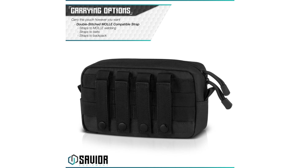 Savior Equipment 9x5in Pouch, Molle Style, Black, SP-9X5MOL-PLAIN-BK