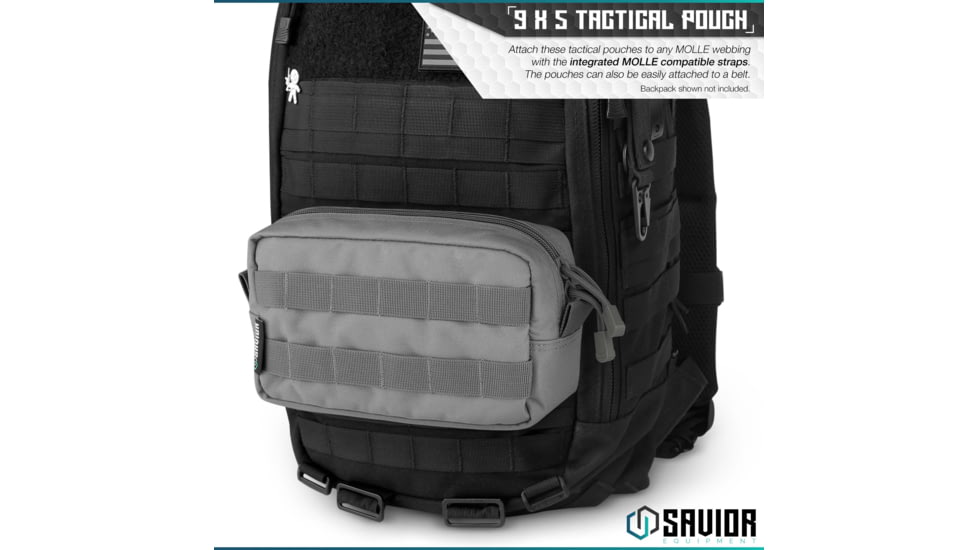 Savior Equipment 9x5in Pouch, Molle Style, Gray, SP-9X5MOL-PLAIN-GS
