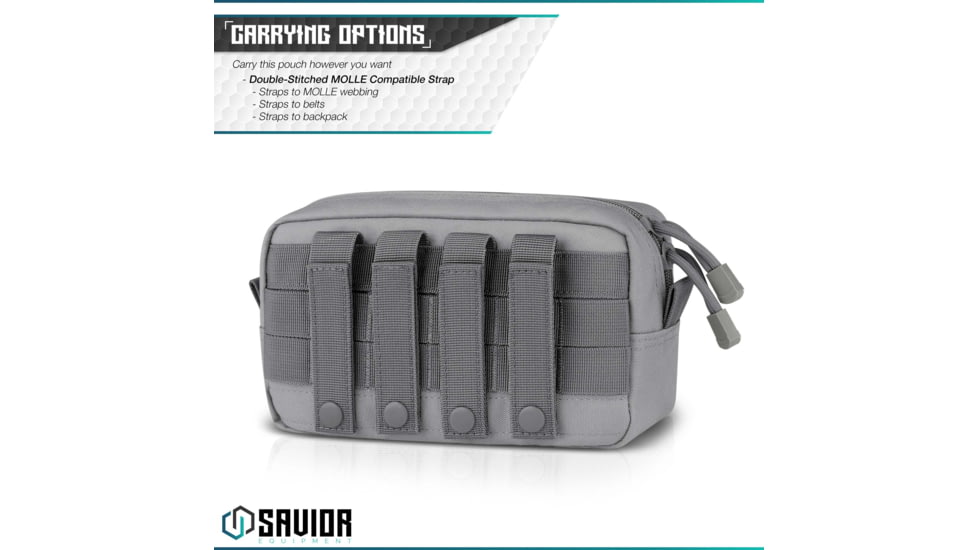 Savior Equipment 9x5in Pouch, Molle Style, Gray, SP-9X5MOL-PLAIN-GS