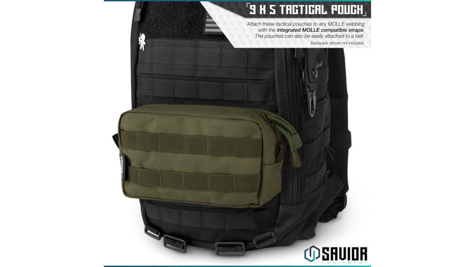 Savior Equipment 9x5in Pouch, Molle Style, OD Green, SP-9X5MOL-PLAIN-OG