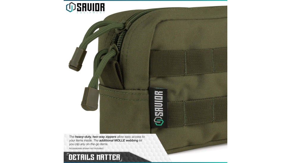 Savior Equipment 9x5in Pouch, Molle Style, OD Green, SP-9X5MOL-PLAIN-OG