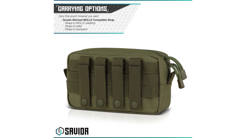 Savior Equipment 9x5in Pouch, Molle Style, OD Green, SP-9X5MOL-PLAIN-OG