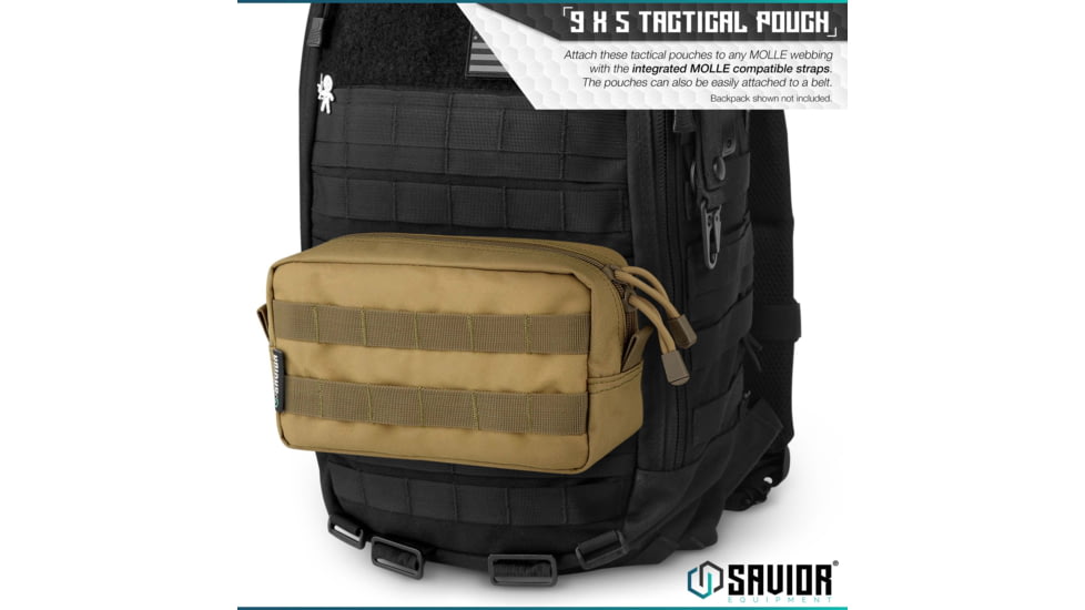 Savior Equipment 9x5in Pouch, Molle Style, Tan, SP-9X5MOL-PLAIN-TN