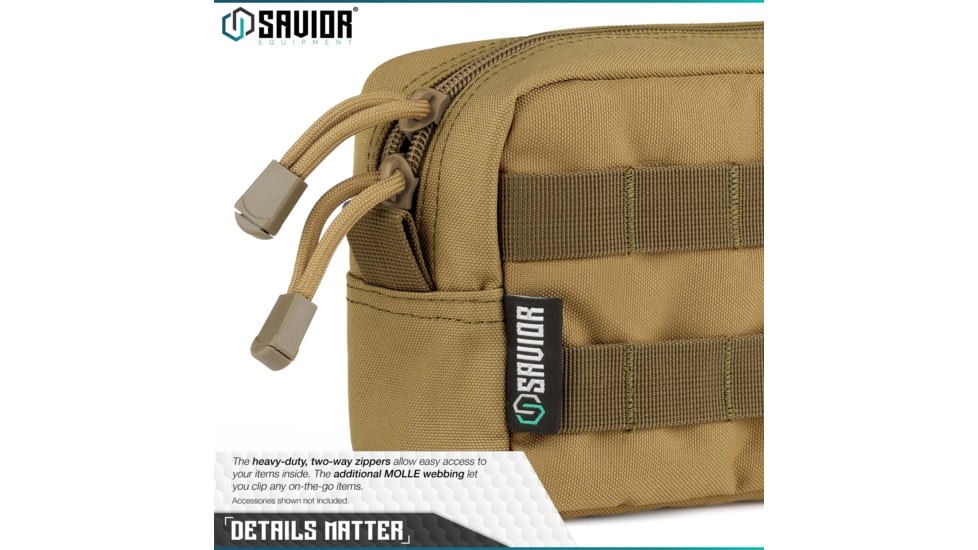 Savior Equipment 9x5in Pouch, Molle Style, Tan, SP-9X5MOL-PLAIN-TN