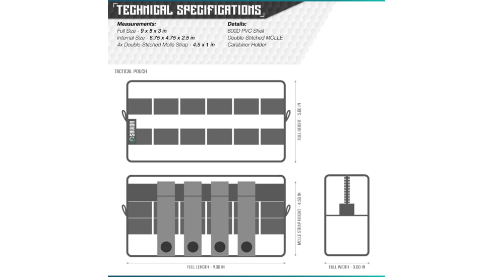 Savior Equipment 9x5in Pouch, Molle Style, Tan, SP-9X5MOL-PLAIN-TN