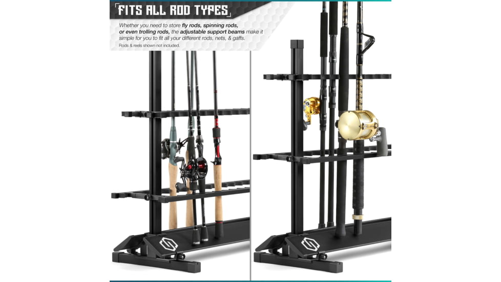 Savior Equipment Aluminum Fishing Rod Rack, 24 Slot, Carbon Black, RK-FRODAL-24-BK