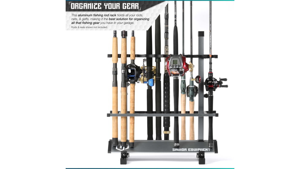 Savior Equipment Aluminum Fishing Rod Rack, 24 Slot, Gunmetal Gray, RK-FRODAL-24-GM