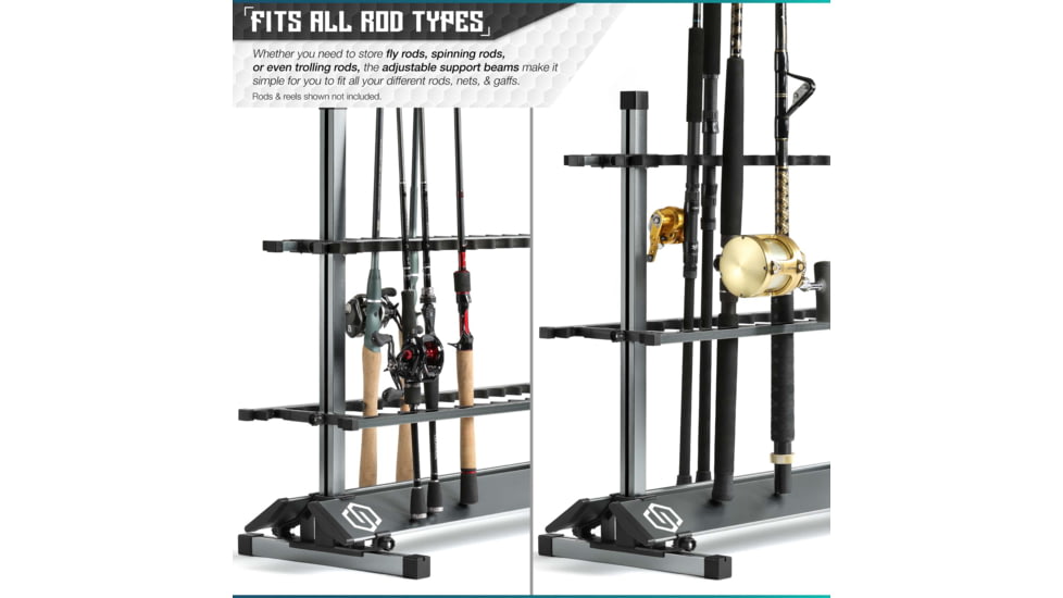 Savior Equipment Aluminum Fishing Rod Rack, 24 Slot, Gunmetal Gray, RK-FRODAL-24-GM