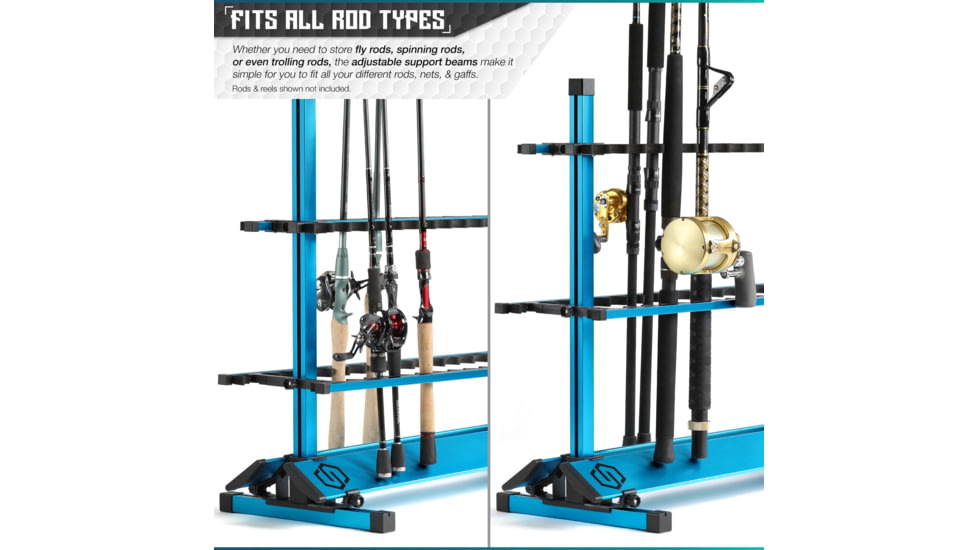 Savior Equipment Aluminum Fishing Rod Rack, 24 Slot, Ocean Blue, RK-FRODAL-24-OB