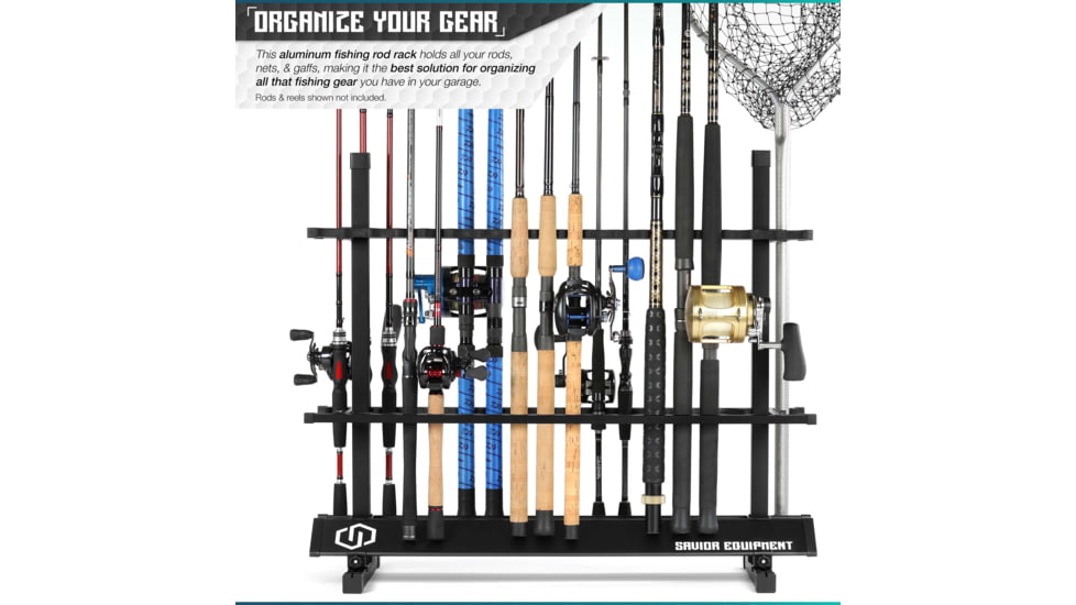 Savior Equipment Aluminum Fishing Rod Rack, 36 Slot, Carbon Black, RK-FRODAL-36-BK