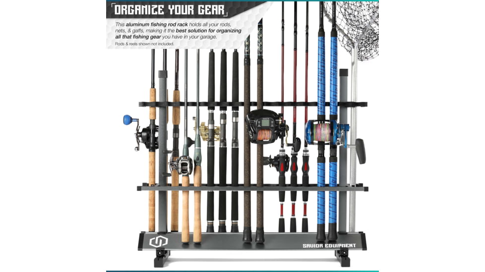 Savior Equipment Aluminum Fishing Rod Rack, 36 Slot, Gunmetal Gray, RK-FRODAL-36-GM