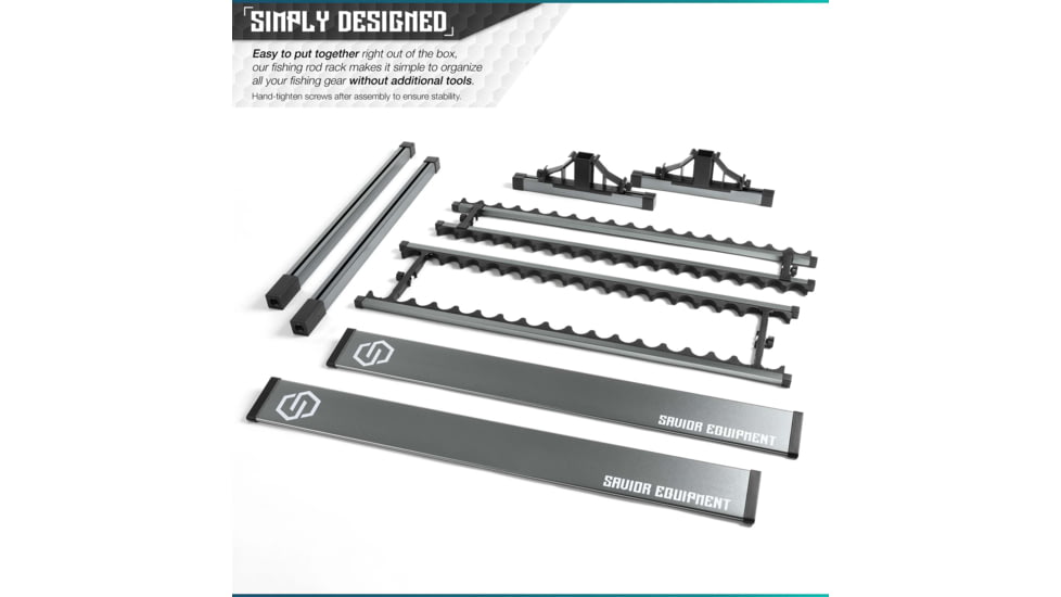 Savior Equipment Aluminum Fishing Rod Rack, 36 Slot, Gunmetal Gray, RK-FRODAL-36-GM