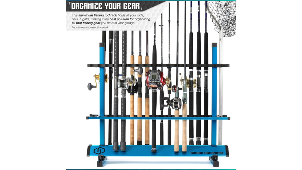 Savior Equipment Aluminum Fishing Rod Rack, 36 Slot, Ocean Blue, RK-FRODAL-36-OB