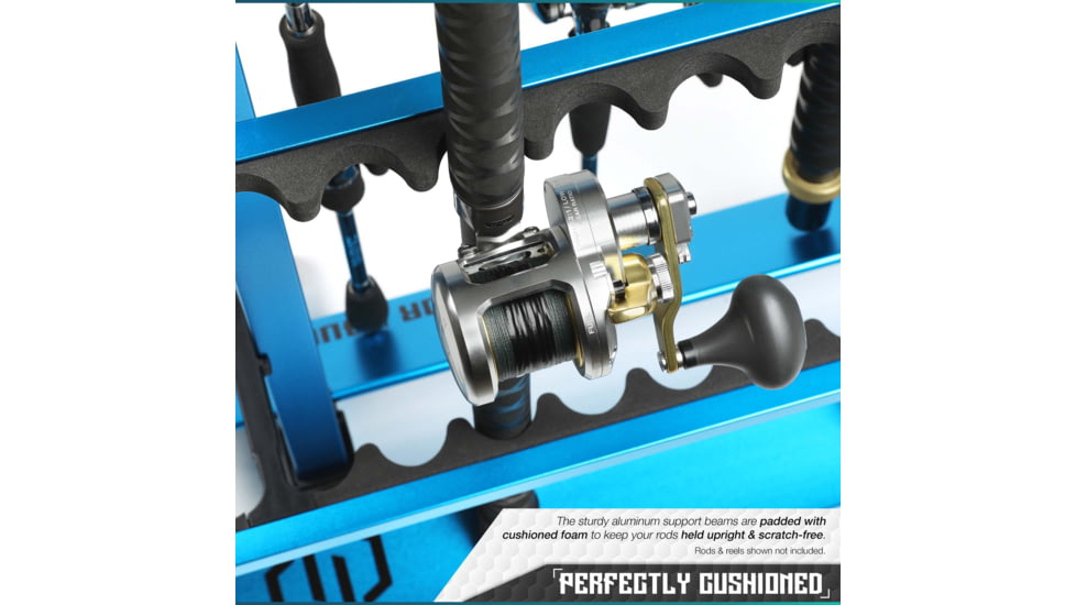 Savior Equipment Aluminum Fishing Rod Rack, 36 Slot, Ocean Blue, RK-FRODAL-36-OB