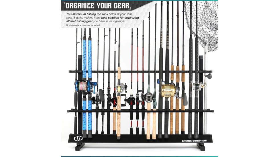 Savior Equipment Aluminum Fishing Rod Rack, 48 Slot, Carbon Black, RK-FRODAL-48-BK