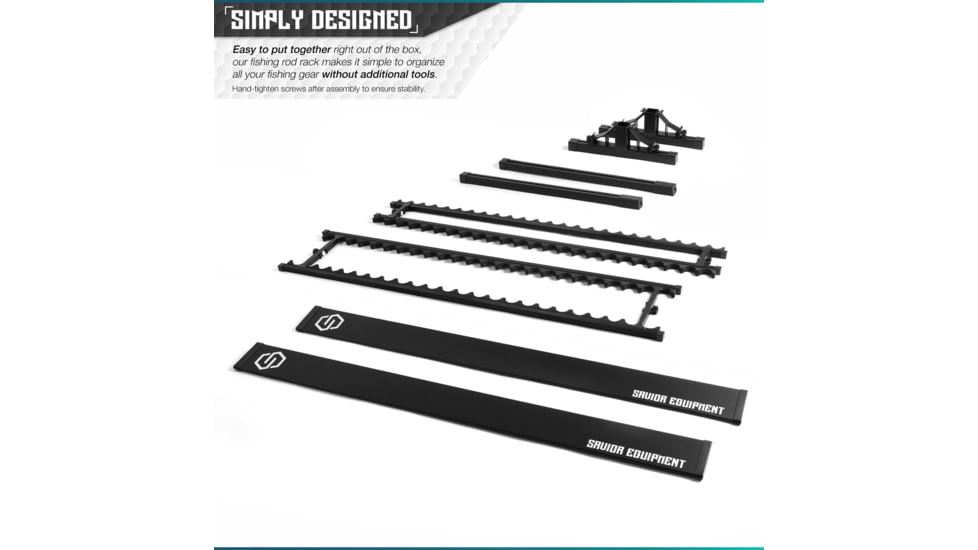 Savior Equipment Aluminum Fishing Rod Rack, 48 Slot, Carbon Black, RK-FRODAL-48-BK
