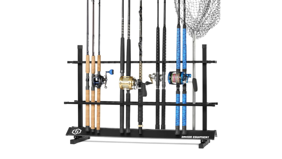 Savior Equipment Aluminum Fishing Rod Rack, 48 Slot, Carbon Black, 46.5in x 30.25in x 14.75in, RK-FRODAL-48-BK