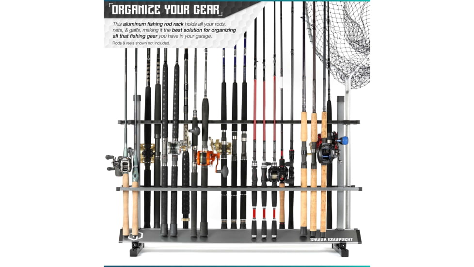 Savior Equipment Aluminum Fishing Rod Rack, 48 Slot, Gunmetal Gray, RK-FRODAL-48-GM