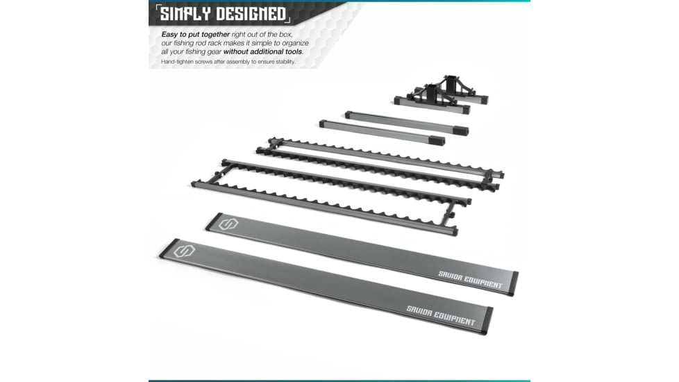 Savior Equipment Aluminum Fishing Rod Rack, 48 Slot, Gunmetal Gray, RK-FRODAL-48-GM