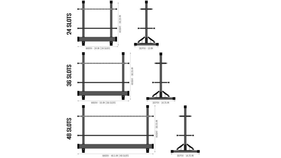 Savior Equipment Aluminum Fishing Rod Rack, 48 Slot, Gunmetal Gray, RK-FRODAL-48-GM