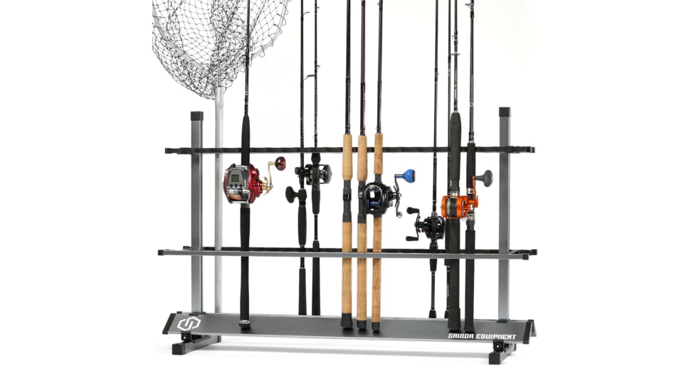 Savior Equipment Aluminum Fishing Rod Rack, 48 Slot, Gunmetal Grey, 46.5in x 30.25in x 14.75in, RK-FRODAL-48-GM