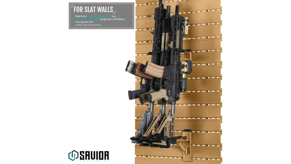 Savior Equipment Angle Adjustable Rifle Wall Rack System, Tan, Barrel Rack 12 x 4 x 8, Stock Rack 12.5 x, WRS-ACC-AD3-TN