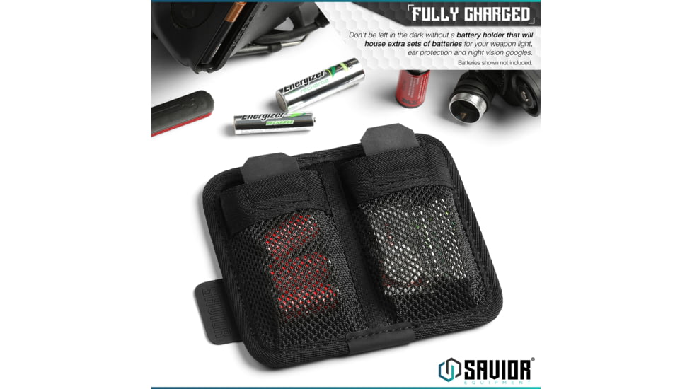 Savior Equipment Battery Holder, Black, SP-TNS-BATX2-BK