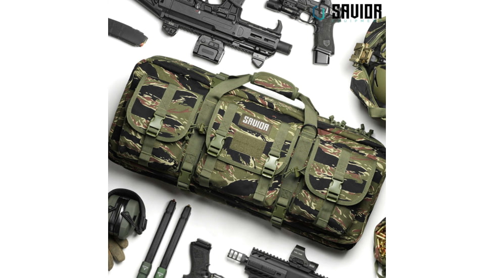 Savior Equipment Camo American Classic Shorty Double Rifle Bag, Tiger Stripe, 24in, RB-2412DG-V1-TIGR