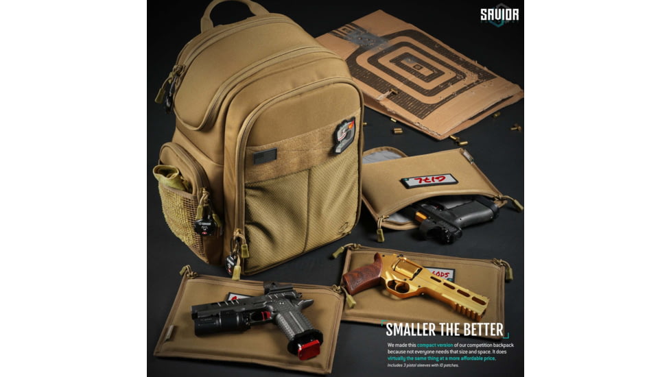 Savior Equipment Compact S.E.M.A Pistol Backpack, 3 Gun, Dark FDE, BP-CPSEMA-WS-TN