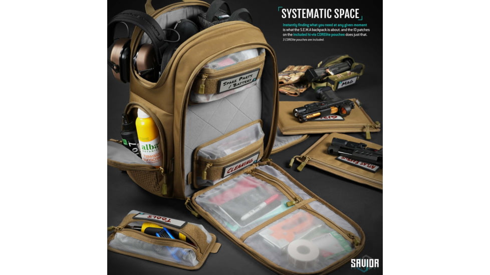 Savior Equipment Compact S.E.M.A Pistol Backpack, 3 Gun, Dark FDE, BP-CPSEMA-WS-TN