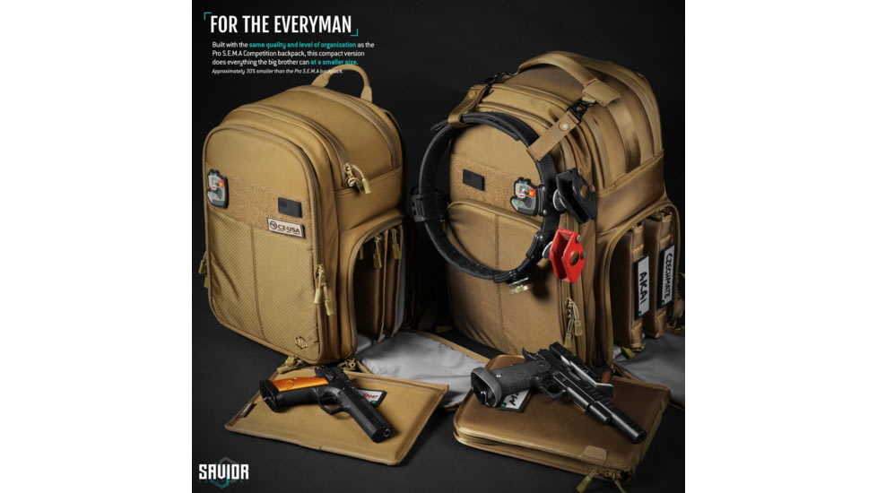 Savior Equipment Compact S.E.M.A Pistol Backpack, 3 Gun, Dark FDE, BP-CPSEMA-WS-TN