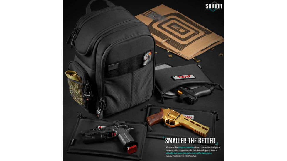 Savior Equipment Compact S.E.M.A Pistol Backpack, 3 Gun, Obsidian Black, BP-CPSEMA-WS-BK