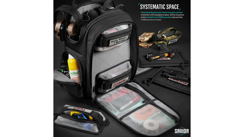 Savior Equipment Compact S.E.M.A Pistol Backpack, 3 Gun, Obsidian Black, BP-CPSEMA-WS-BK