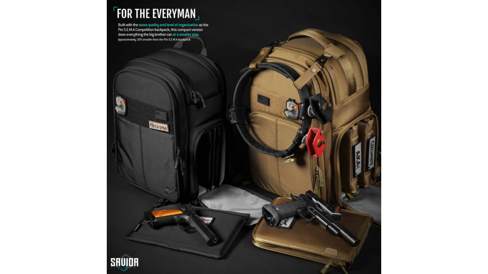 Savior Equipment Compact S.E.M.A Pistol Backpack, 3 Gun, Obsidian Black, BP-CPSEMA-WS-BK