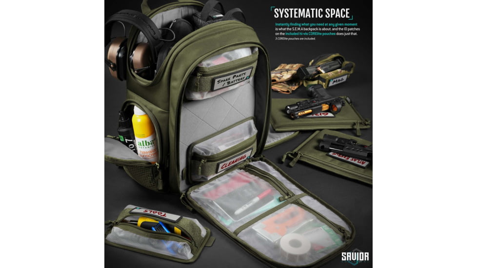 Savior Equipment Compact S.E.M.A Pistol Backpack, 3 Gun, OD Green, BP-CPSEMA-WS-OG