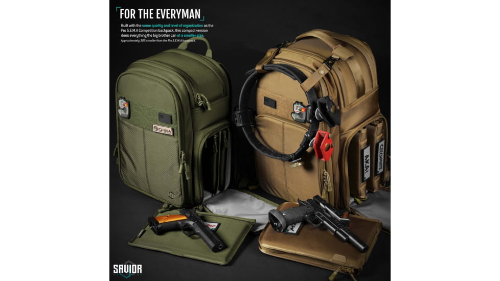 Savior Equipment Compact S.E.M.A Pistol Backpack, 3 Gun, OD Green, BP-CPSEMA-WS-OG