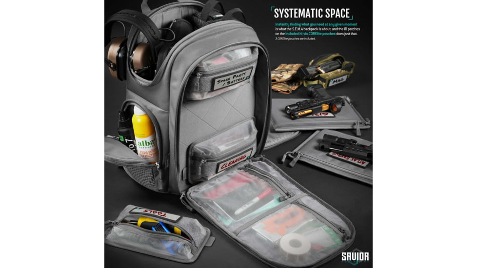 Savior Equipment Compact S.E.M.A Pistol Backpack, 3 Gun, SW Gray, BP-CPSEMA-WS-GS