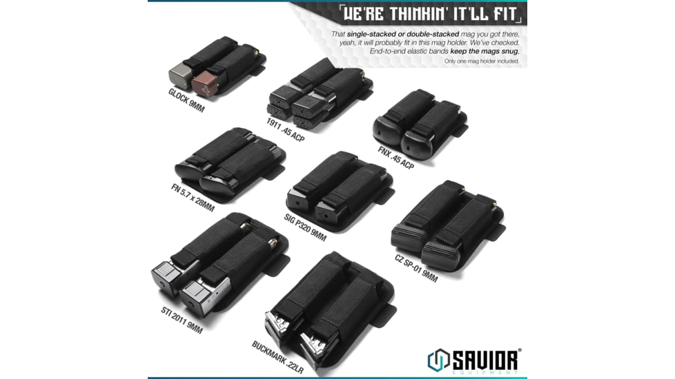 Savior Equipment Double Pistol Mag Holder, Black, MP-TNS-PISX2-BK