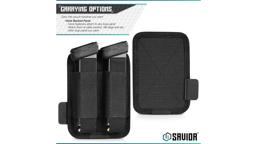 Savior Equipment Double Pistol Mag Holder, Black, MP-TNS-PISX2-BK