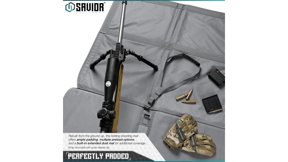 Savior Equipment Folding Shooting Mat, Gray, Full Size - 89in x 41in, Folded - 19.5in x 19in x 3, SM-FOLD-GS