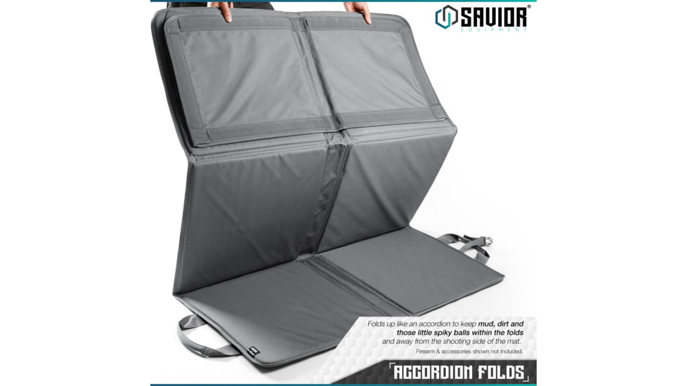 Savior Equipment Folding Shooting Mat, Gray, Full Size - 89in x 41in, Folded - 19.5in x 19in x 3, SM-FOLD-GS