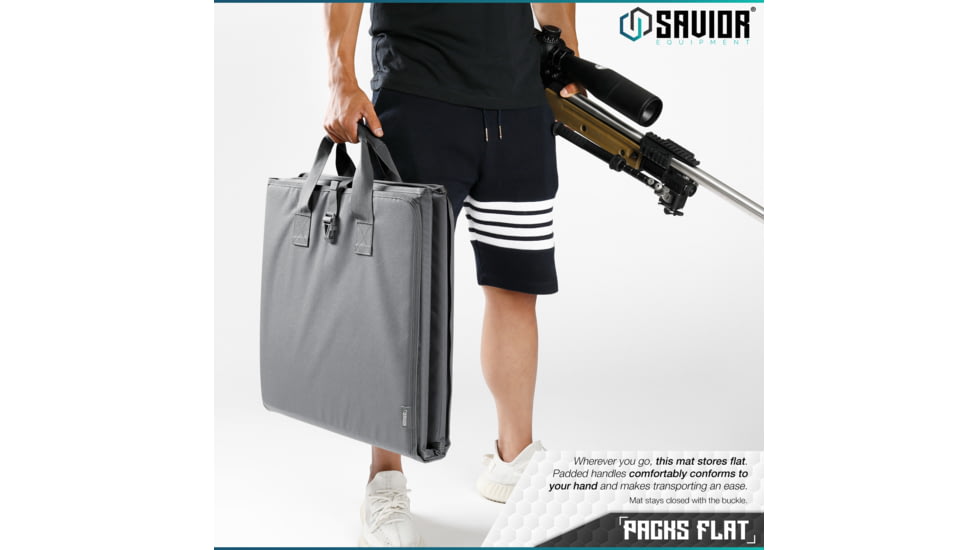Savior Equipment Folding Shooting Mat, Gray, Full Size - 89in x 41in, Folded - 19.5in x 19in x 3, SM-FOLD-GS