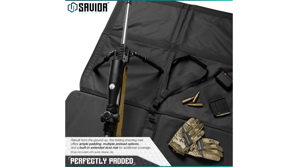 Savior Equipment Folding Shooting Mat, Black, Full Size - 89in x 41in, Folded - 19.5in x 19in x 3, SM-FOLD-BK