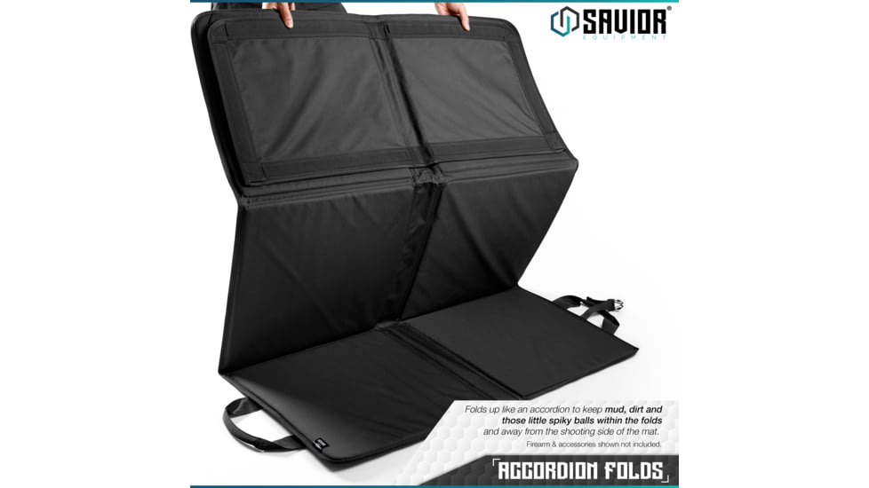 Savior Equipment Folding Shooting Mat, Black, Full Size - 89in x 41in, Folded - 19.5in x 19in x 3, SM-FOLD-BK