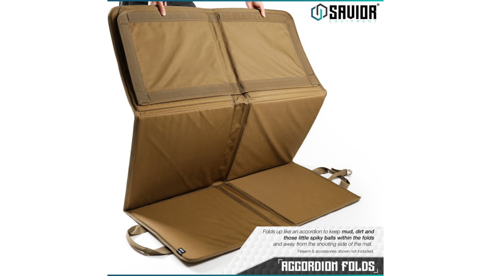 Savior Equipment Folding Shooting Mat, Tan, Full Size - 89in x 41in, Folded - 19.5in x 19in x 3, SM-FOLD-TN
