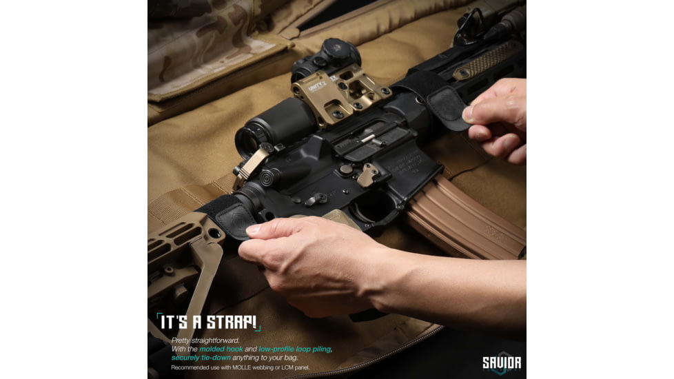Savior Equipment Hook/Loop Strap, 1.5in, Black, STRAP-150R-2P-BK