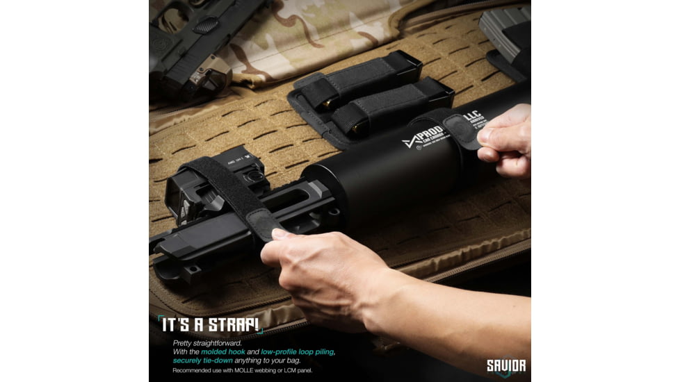 Savior Equipment Hook/Loop Strap, 1in, Black, STRAP-RIF1-BK-2P