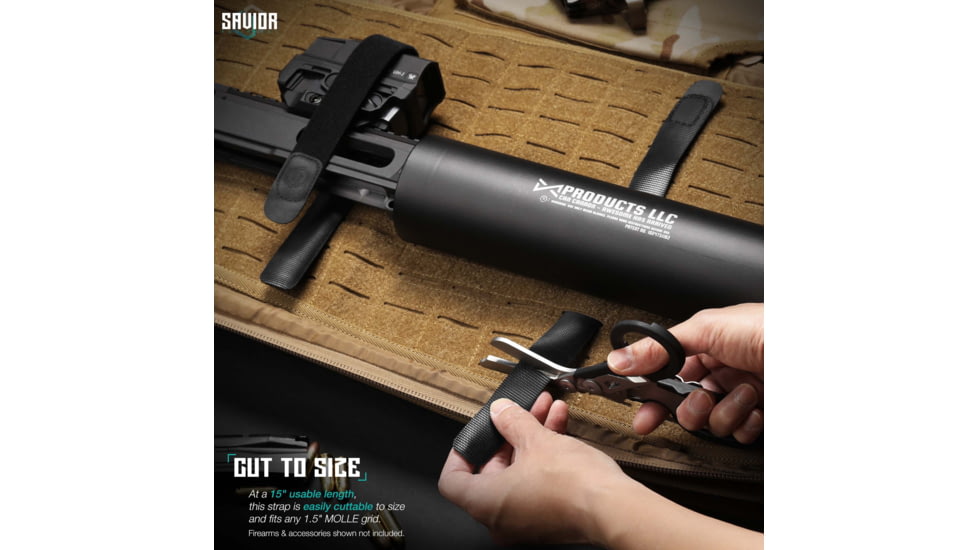 Savior Equipment Hook/Loop Strap, 1in, Black, STRAP-RIF1-BK-2P